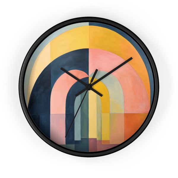 Soft Geometric Archways - Wood Frame Wall Clock - Image 4