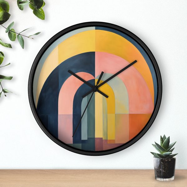 Soft Geometric Archways - Wood Frame Wall Clock - Image 6