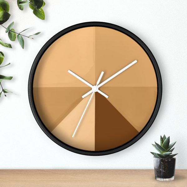 Soft Geometric Pyramid 02 in Honey Yellow Tone - Wood Frame Wall Clock - Image 9