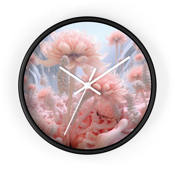 Foamy Floral Fusion 01 - Wood Frame Wall Clock - Image 7