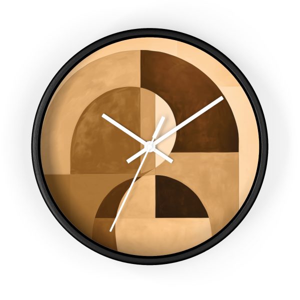 Soft Geometric Windows in Honey Yellow Tone - Wood Frame Wall Clock - Image 7