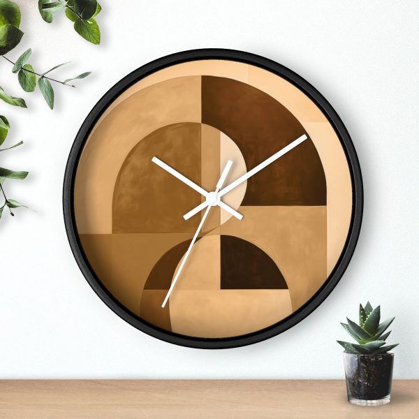 Soft Geometric Windows in Honey Yellow Tone - Wood Frame Wall Clock - Image 9