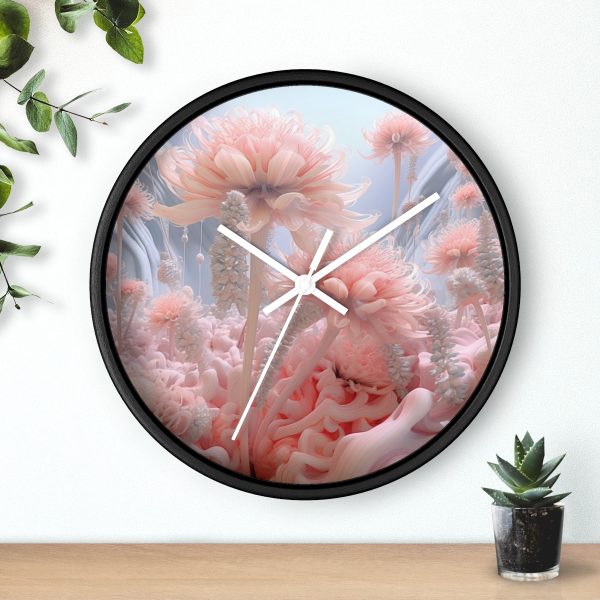 Foamy Floral Fusion 01 - Wood Frame Wall Clock - Image 9