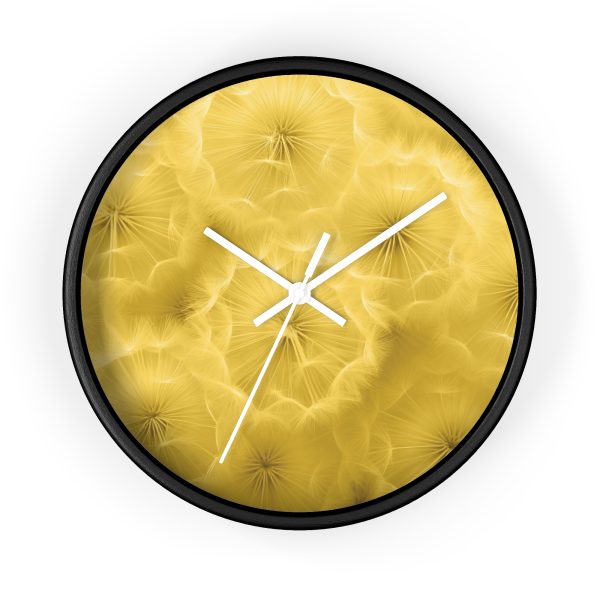 Dandelion Down Motif in Super Lemon Tone - Wood Frame Wall Clock - Image 7