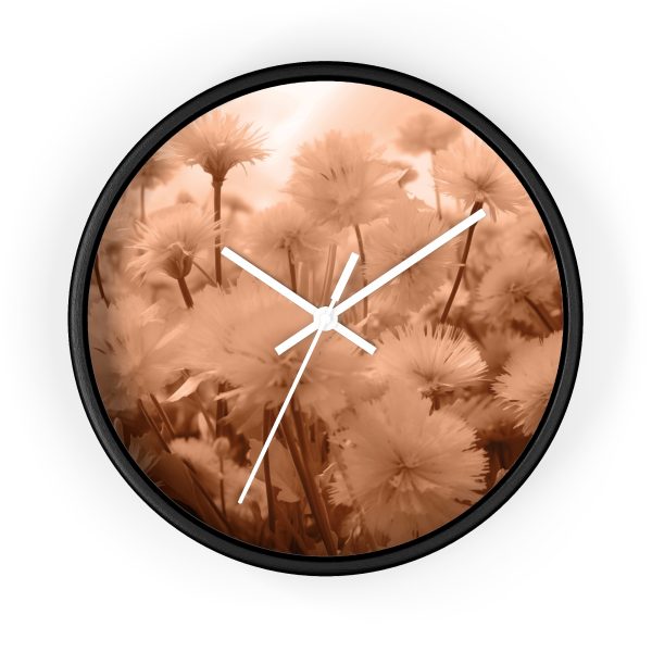 Fuzzy Dandelion Fantasy in Peach Fuzz Tone - Wood Frame Wall Clock - Image 7