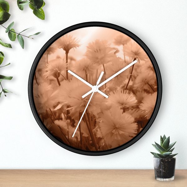 Fuzzy Dandelion Fantasy in Peach Fuzz Tone - Wood Frame Wall Clock - Image 9