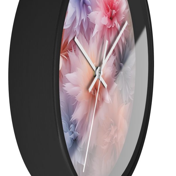 Pastel Palette Fantasy Feather Puffs - Wood Frame Wall Clock - Image 8