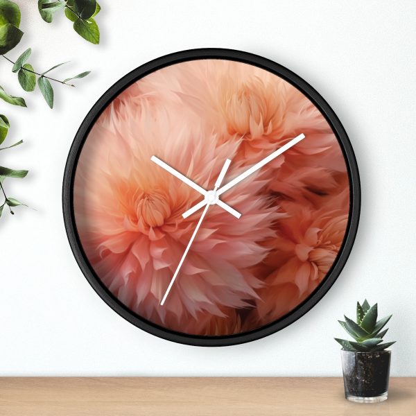 Lovely Fuzzy Buds in Peach 01 - Wood Frame Wall Clock - Image 9