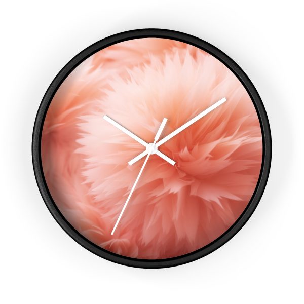 Lovely Fuzzy Buds in Peach 03 - Wood Frame Wall Clock - Image 7