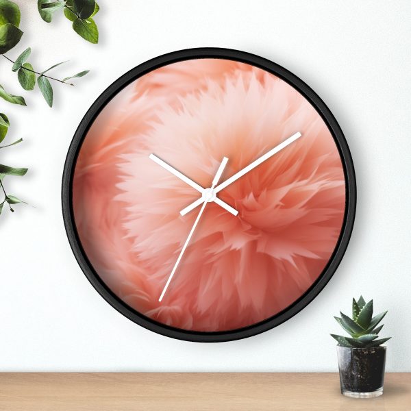 Lovely Fuzzy Buds in Peach 03 - Wood Frame Wall Clock - Image 9