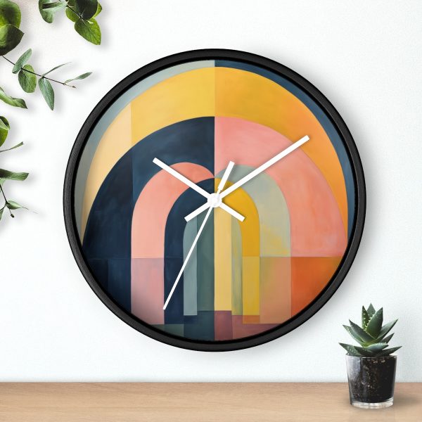 Soft Geometric Archways - Wood Frame Wall Clock - Image 9