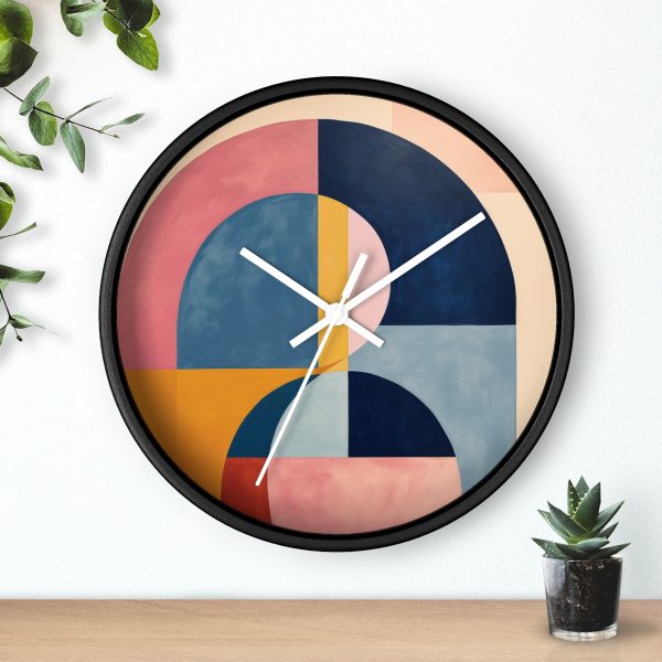 Soft Geometric Windows - Wood Frame Wall Clock - Image 9