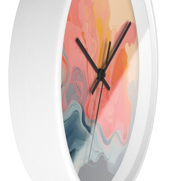 Aqueous Expression in Navy and Peachy Pastels 01 - Wood Frame Wall Clock - Image 11