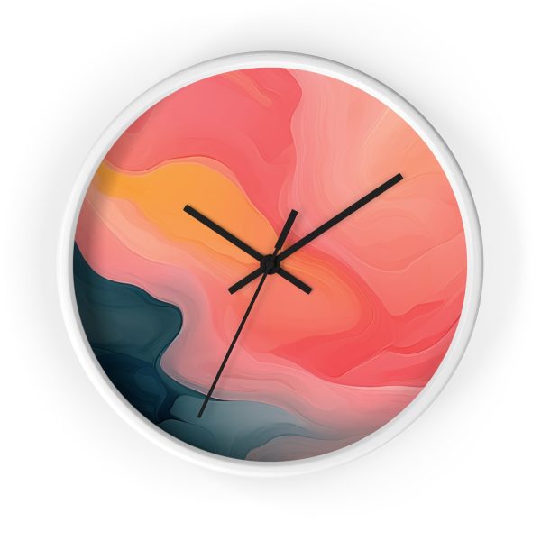 Aqueous Expression in Navy and Peachy Pastels 02 - Wood Frame Wall Clock - Image 10