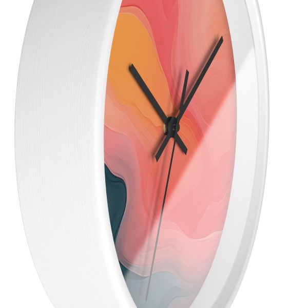 Aqueous Expression in Navy and Peachy Pastels 02 - Wood Frame Wall Clock - Image 11