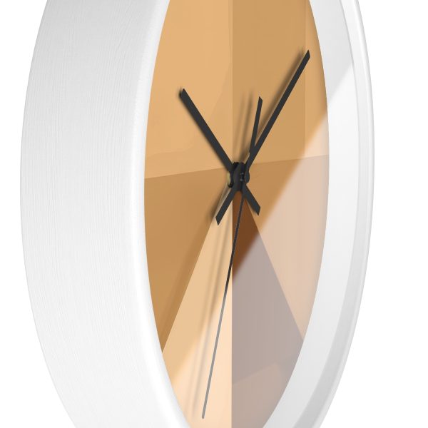 Soft Geometric Pyramid 01 in Honey Yellow Tone - Wood Frame Wall Clock - Image 11