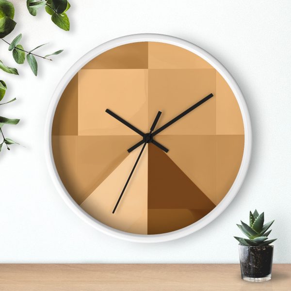 Soft Geometric Pyramid 01 in Honey Yellow Tone - Wood Frame Wall Clock - Image 12