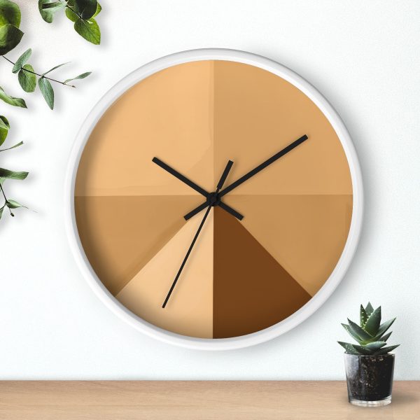 Soft Geometric Pyramid 02 in Honey Yellow Tone - Wood Frame Wall Clock - Image 12