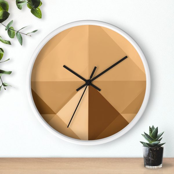 Soft Geometric Pyramid 03 in Honey Yellow Tone - Wood Frame Wall Clock - Image 12