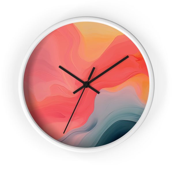 Aqueous Expression in Navy and Peachy Pastels 04 - Wood Frame Wall Clock - Image 10