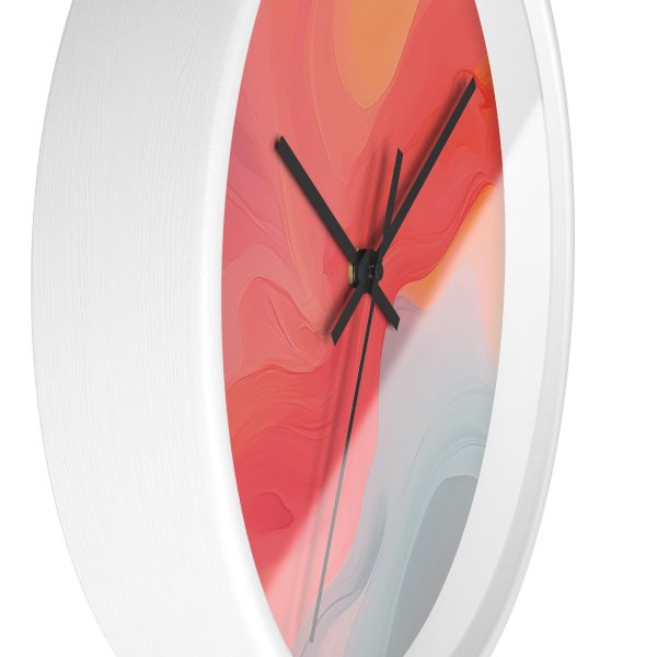 Aqueous Expression in Navy and Peachy Pastels 04 - Wood Frame Wall Clock - Image 11