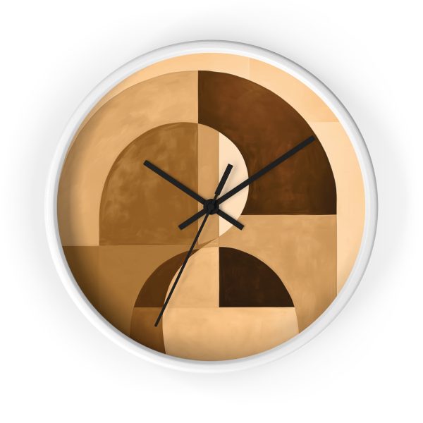 Soft Geometric Windows in Honey Yellow Tone - Wood Frame Wall Clock - Image 10