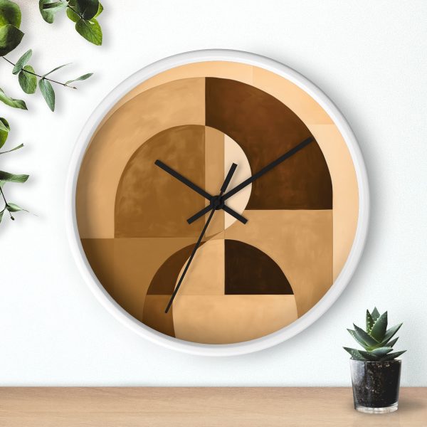 Soft Geometric Windows in Honey Yellow Tone - Wood Frame Wall Clock - Image 12