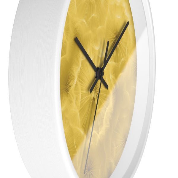 Dandelion Down Motif in Super Lemon Tone - Wood Frame Wall Clock - Image 11