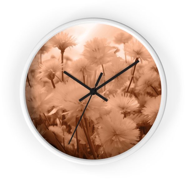 Fuzzy Dandelion Fantasy in Peach Fuzz Tone - Wood Frame Wall Clock - Image 10