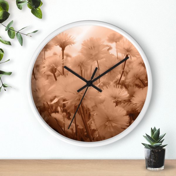 Fuzzy Dandelion Fantasy in Peach Fuzz Tone - Wood Frame Wall Clock - Image 12