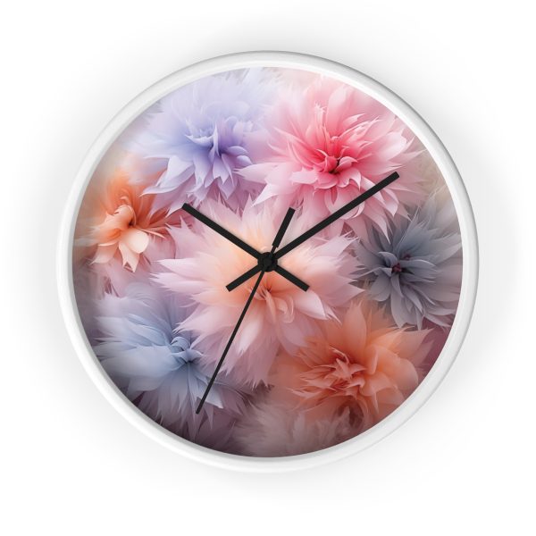 Pastel Palette Fantasy Feather Puffs - Wood Frame Wall Clock - Image 10