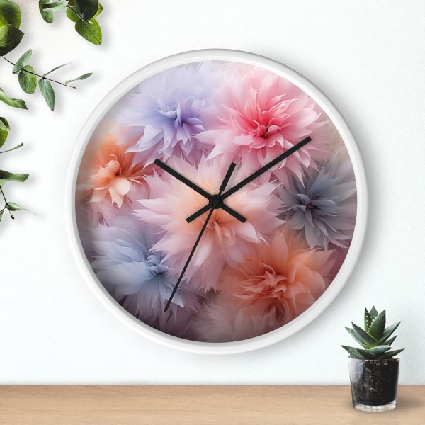 Pastel Palette Fantasy Feather Puffs - Wood Frame Wall Clock - Image 12