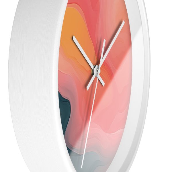 Aqueous Expression in Navy and Peachy Pastels 02 - Wood Frame Wall Clock - Image 14