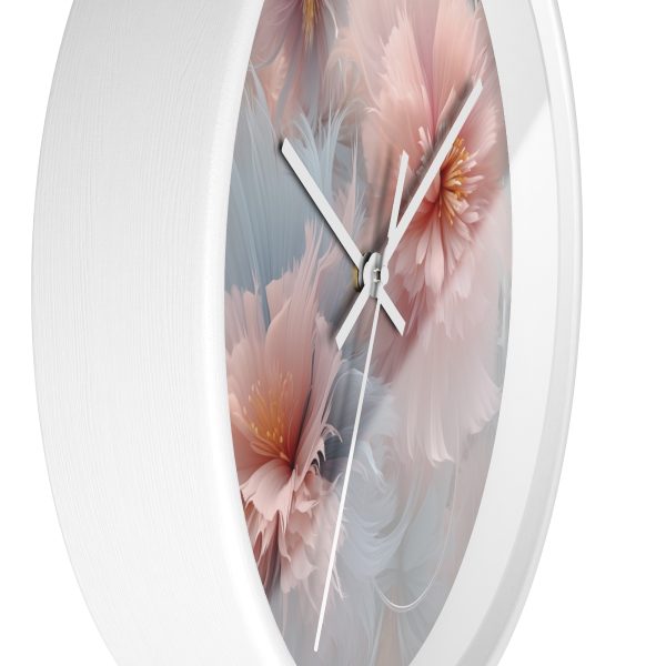 Powder Pink and Baby Blue Feathery Floral - Wood Frame Wall Clock - Image 14