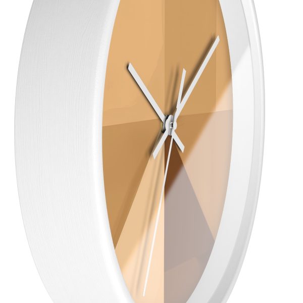 Soft Geometric Pyramid 01 in Honey Yellow Tone - Wood Frame Wall Clock - Image 14