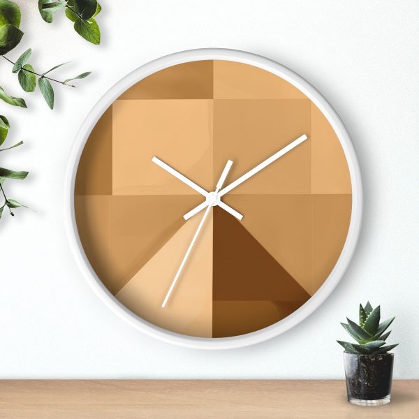 Soft Geometric Pyramid 01 in Honey Yellow Tone - Wood Frame Wall Clock - Image 15