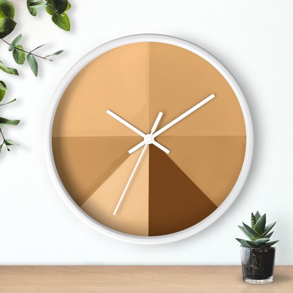 Soft Geometric Pyramid 02 in Honey Yellow Tone - Wood Frame Wall Clock - Image 15