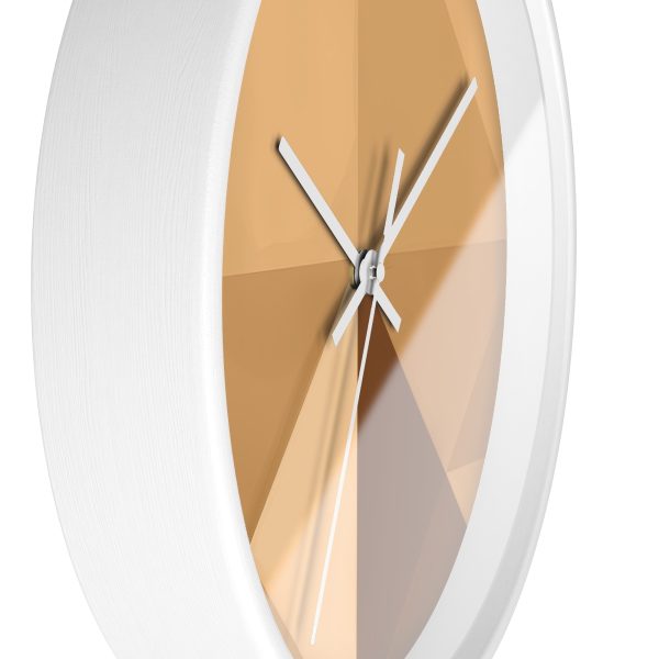 Soft Geometric Pyramid 03 in Honey Yellow Tone - Wood Frame Wall Clock - Image 14