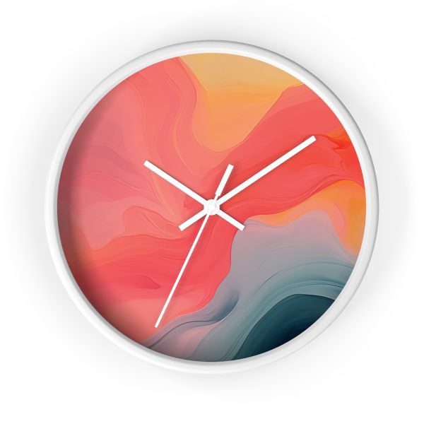 Aqueous Expression in Navy and Peachy Pastels 04 - Wood Frame Wall Clock - Image 13