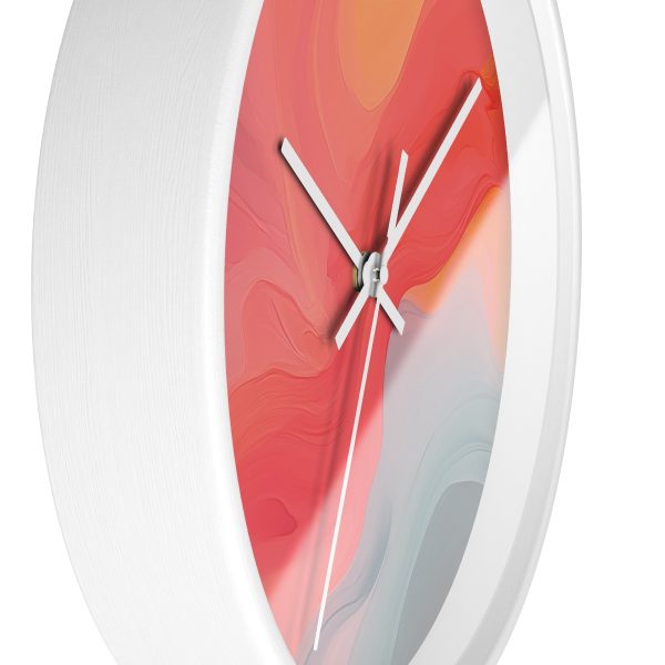 Aqueous Expression in Navy and Peachy Pastels 04 - Wood Frame Wall Clock - Image 14