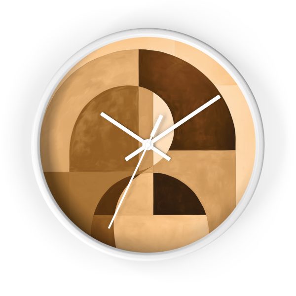 Soft Geometric Windows in Honey Yellow Tone - Wood Frame Wall Clock - Image 13