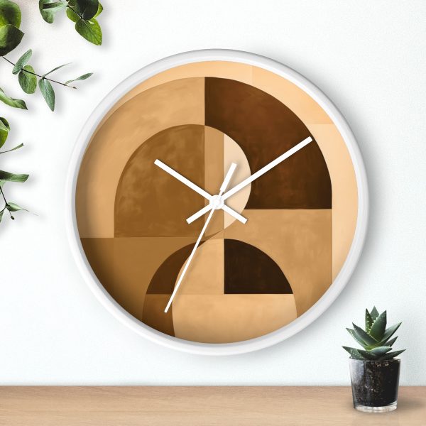 Soft Geometric Windows in Honey Yellow Tone - Wood Frame Wall Clock - Image 15