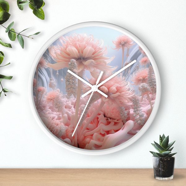 Foamy Floral Fusion 01 - Wood Frame Wall Clock - Image 15