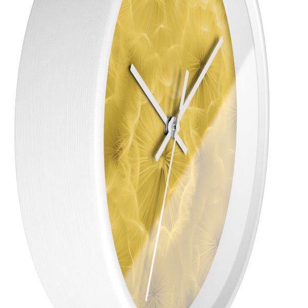 Dandelion Down Motif in Super Lemon Tone - Wood Frame Wall Clock - Image 2