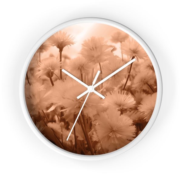 Fuzzy Dandelion Fantasy in Peach Fuzz Tone - Wood Frame Wall Clock - Image 13