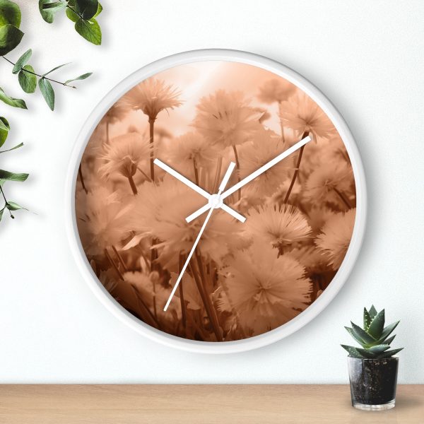 Fuzzy Dandelion Fantasy in Peach Fuzz Tone - Wood Frame Wall Clock - Image 15