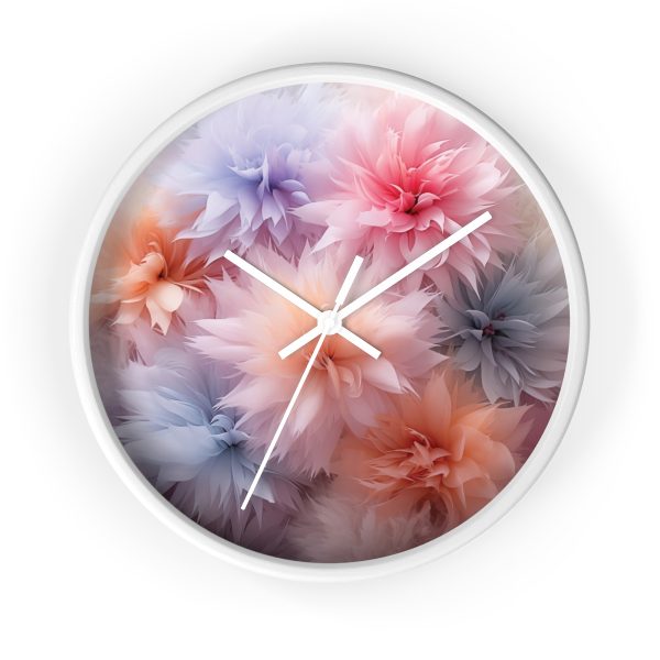 Pastel Palette Fantasy Feather Puffs - Wood Frame Wall Clock - Image 13