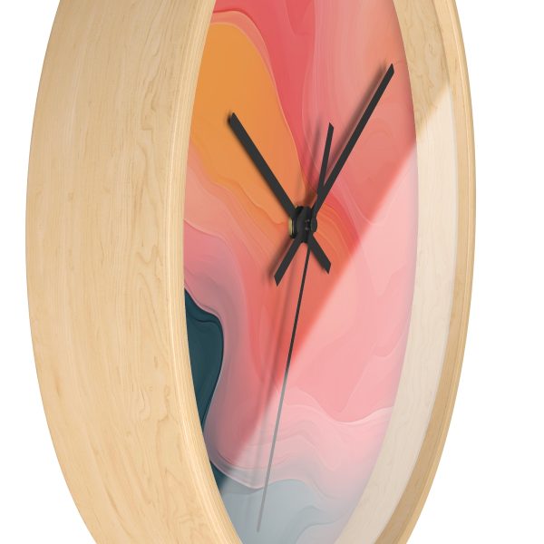 Aqueous Expression in Navy and Peachy Pastels 02 - Wood Frame Wall Clock - Image 2