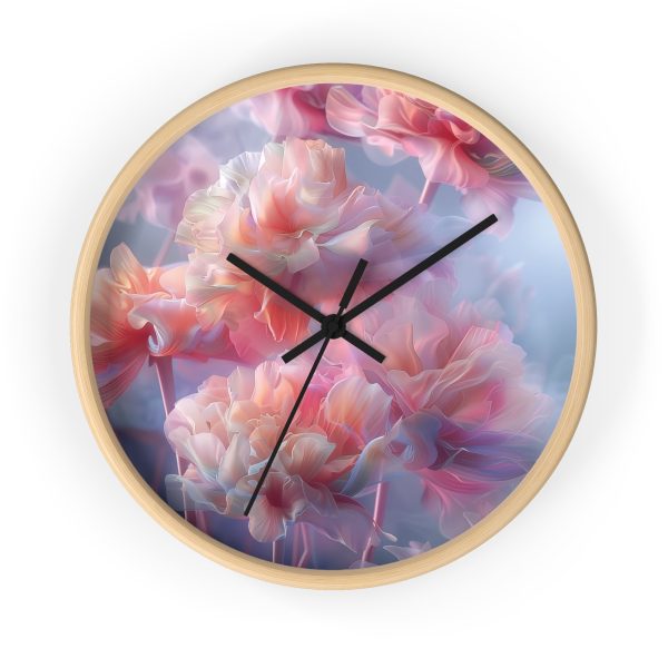 Floral Nebula 03 - Wood Frame Wall Clock