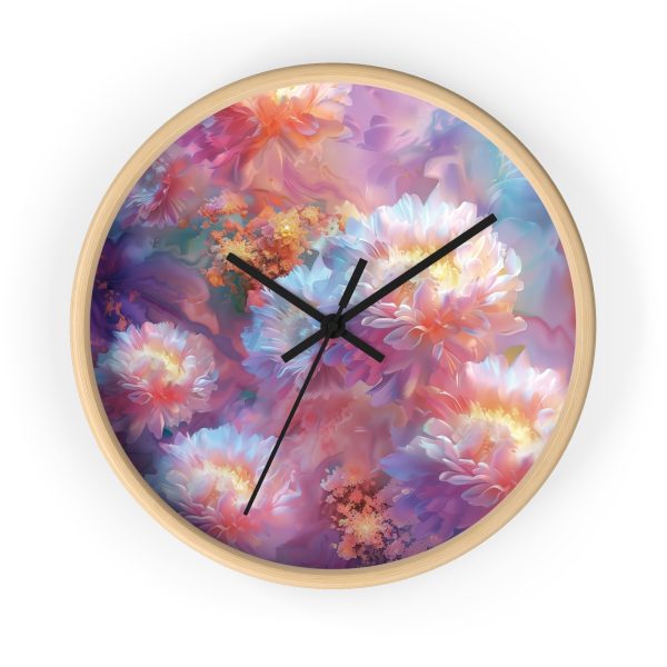 Floral Nebula 04 - Wood Frame Wall Clock